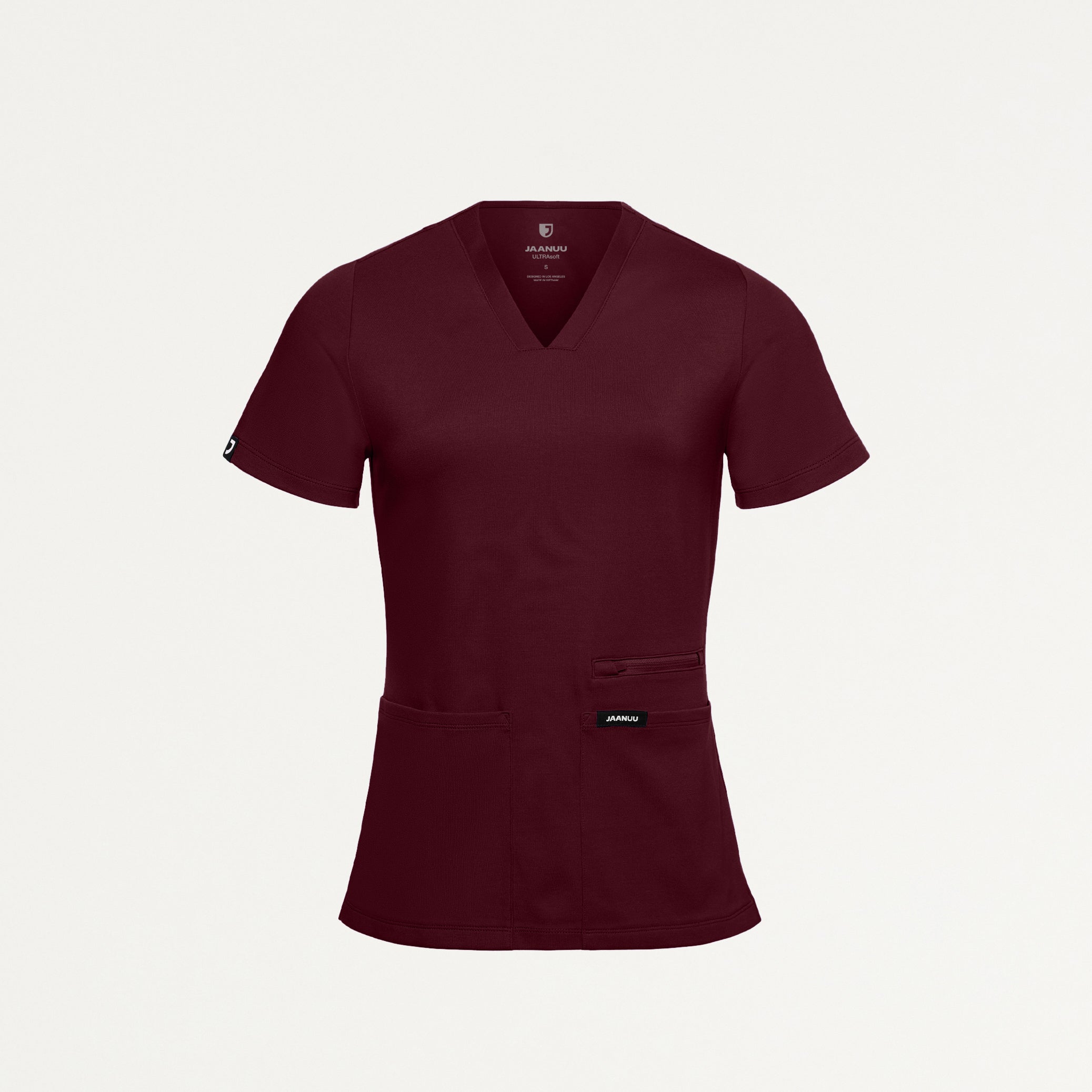 Kass Slim 4-Pocket UltraSOFT Scrub Top - Burgundy