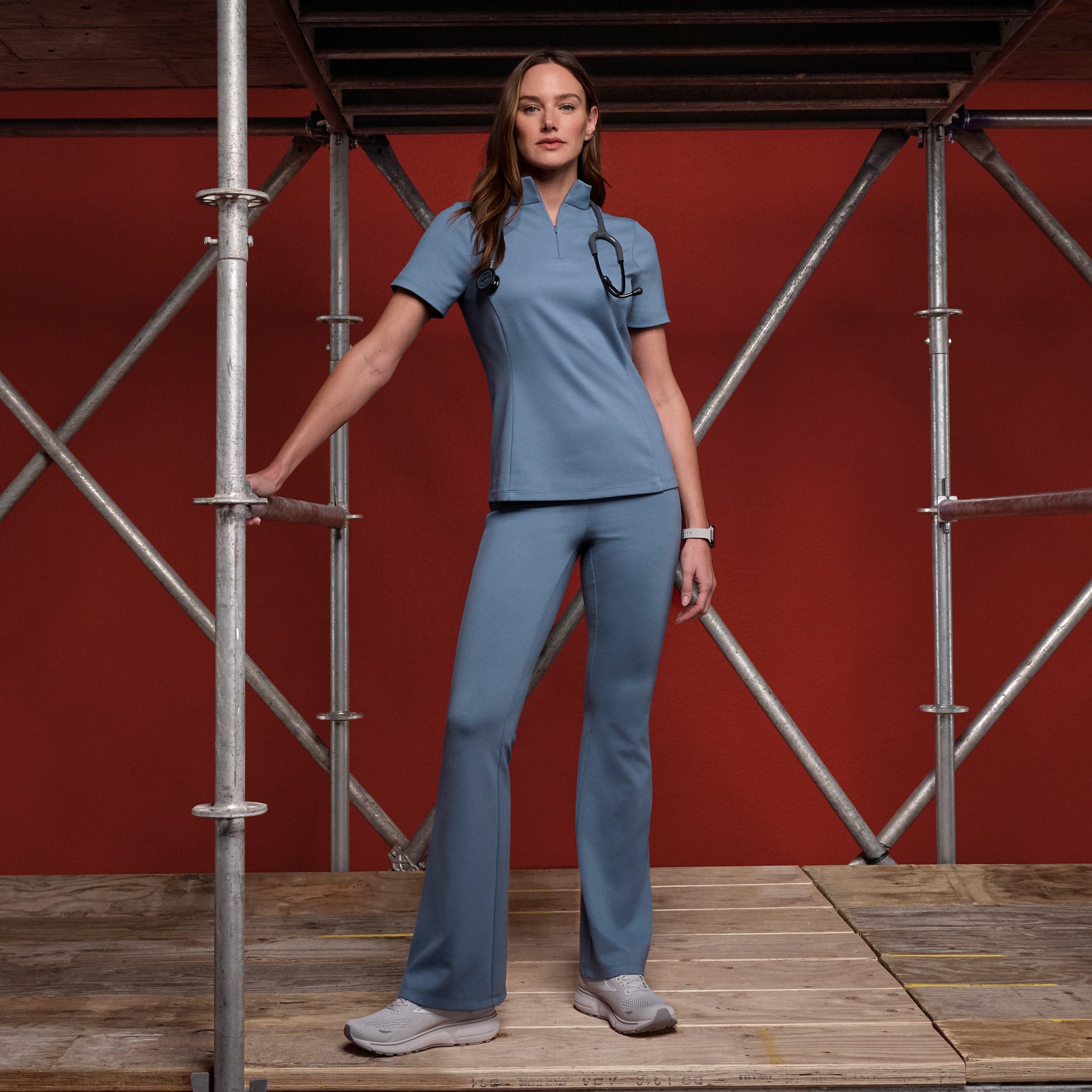 Lina UltraSOFT Yoga Flare Scrub Pant - Storm Blue