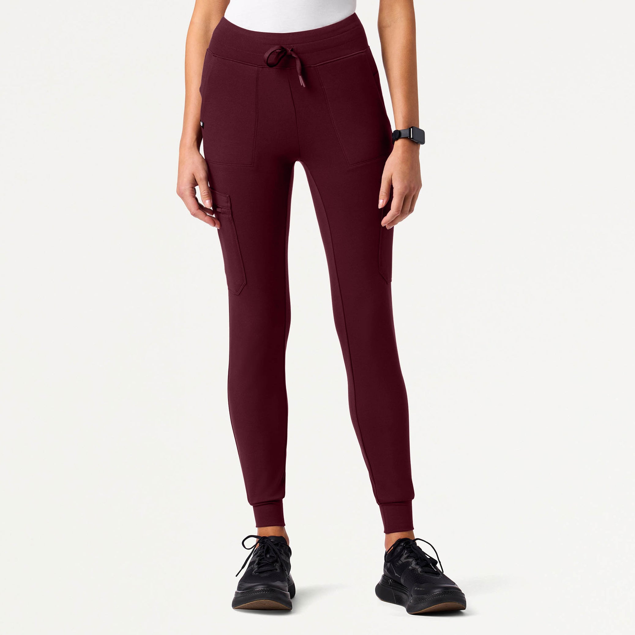 Kait 10-Pocket Skinny UltraSOFT Scrub Jogger - Burgundy